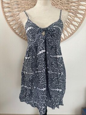 Roxy Black & White Floral Tie-Front Mini Dress